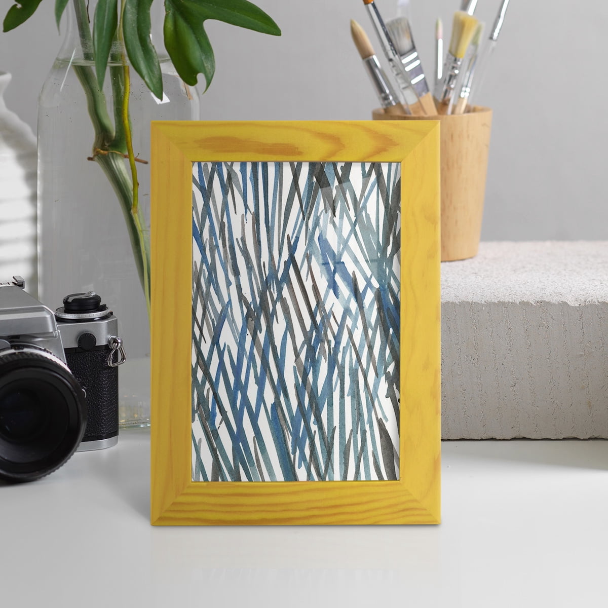 Blue Grass II - Framed Print w/glass - Sunflower Yellow