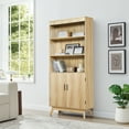 thumbnail image 5 of PHOYAL 68" Tall Wave Kitchen Pantry Storage Cabinet, Large Storage Cabinet with 3 Adjustable Shelves and 2 Doors, Freestanding Cupboard Buffet for Kitchen, Dining Room, Beige, 5 of 7
