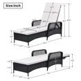 thumbnail image 2 of Outdoor patio pool PE rattan wicker chair wicker sun lounger, Adjustable backrest, beige cushion, Black wiker (1 set), 2 of 3
