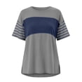 thumbnail image 4 of ClodeEU Women's Color Block Crew Neck Short Sleeve T-Shirt,Casual Loose Fit Tee Dark Gray,Women's Plus XXL, 4 of 5