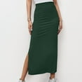thumbnail image 2 of Gbsyewxs Skirts For Women Midi Skirt High Waist Split Solid Color Fashion Women'S Skirts Green, 2 of 5
