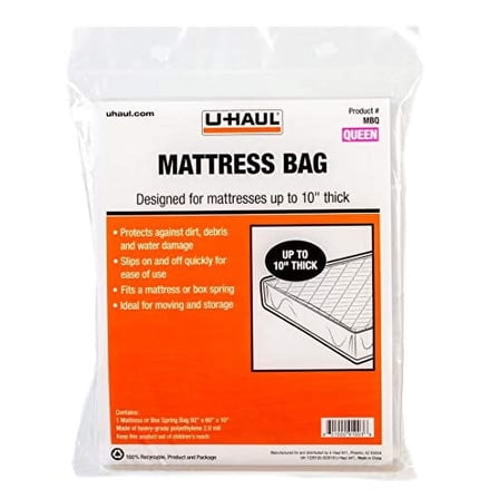 U-Haul Full Mattress Bag | Fits Queen Mattresses Up To 10" Thick | MBQ