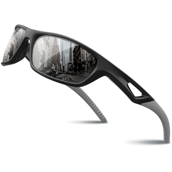 Gafas de sol RIVBOS Polarized Sports Tr90 Frame RB831, color negro y gris