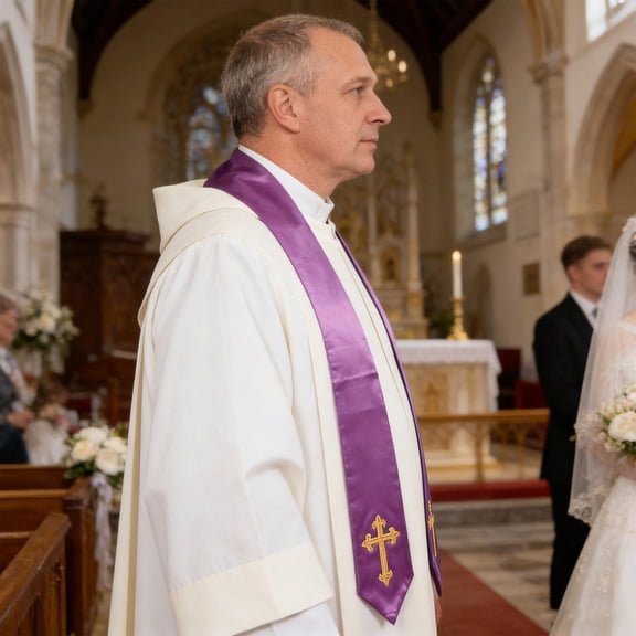 LOLIPPYY Satin Clergy Stole with Beautiful Cross Embroidery, Premium Church Vestment for Weddings, Choir, and Services