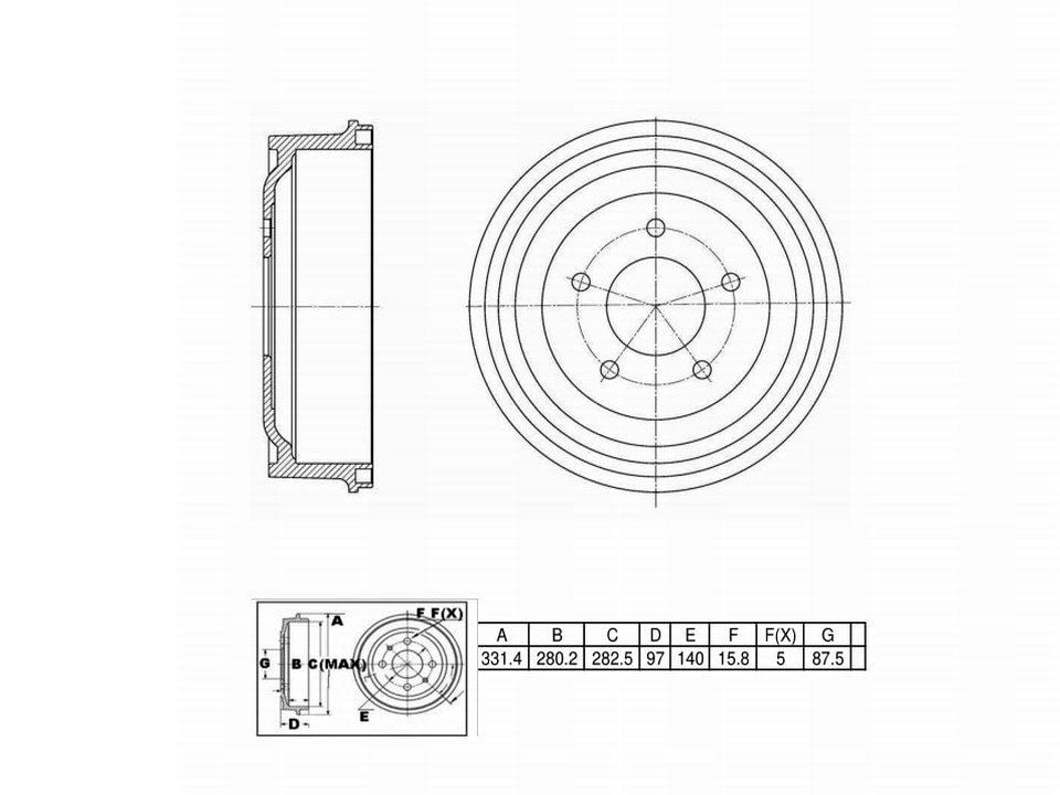 Winstop Brake Drum, Rear WS241874, Ford E-150 2006-2003