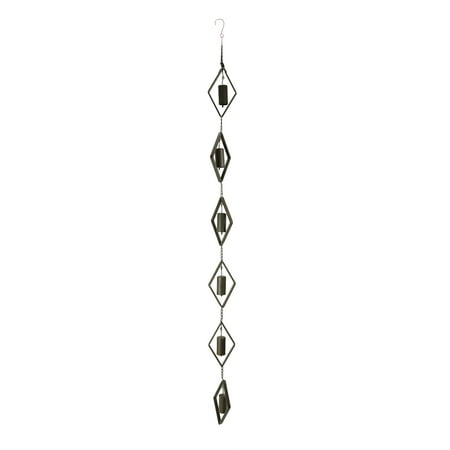 Rain Chimes Mayrich Company - Brown Metal Art Curvy Wind Chimes Rain Chain, Diamond - Brown - Diamond ()