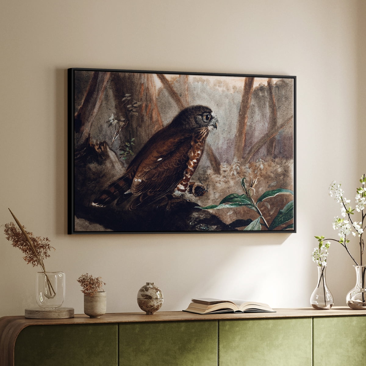 Vintage Animal Print-XVII By Wexford Home Framed in Black Wood Gallery Wrapped Canvas 27 in. x 41 in.