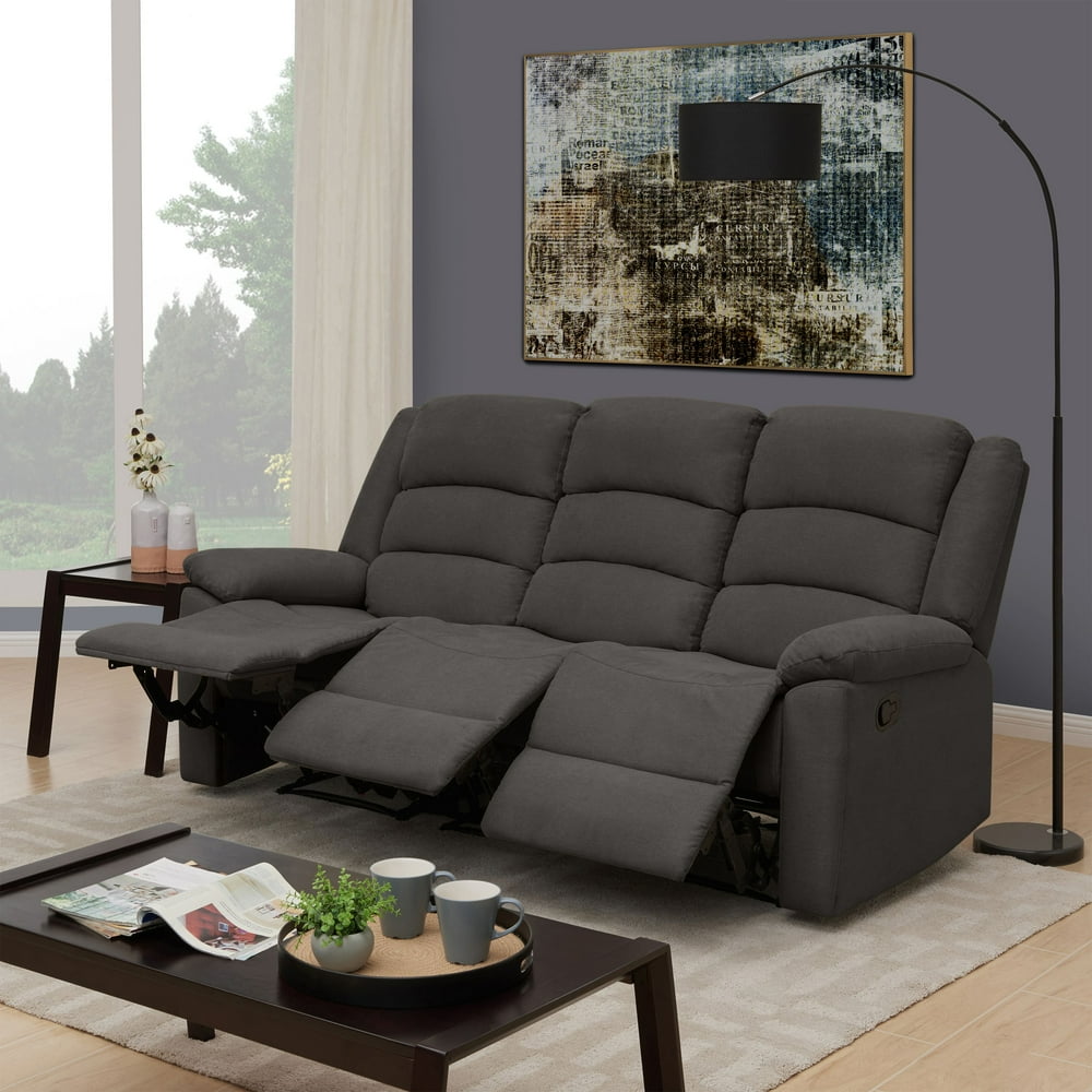 ProLounger Wall Hugger Storage Reclining Sofa in Dark Gray Plush Low