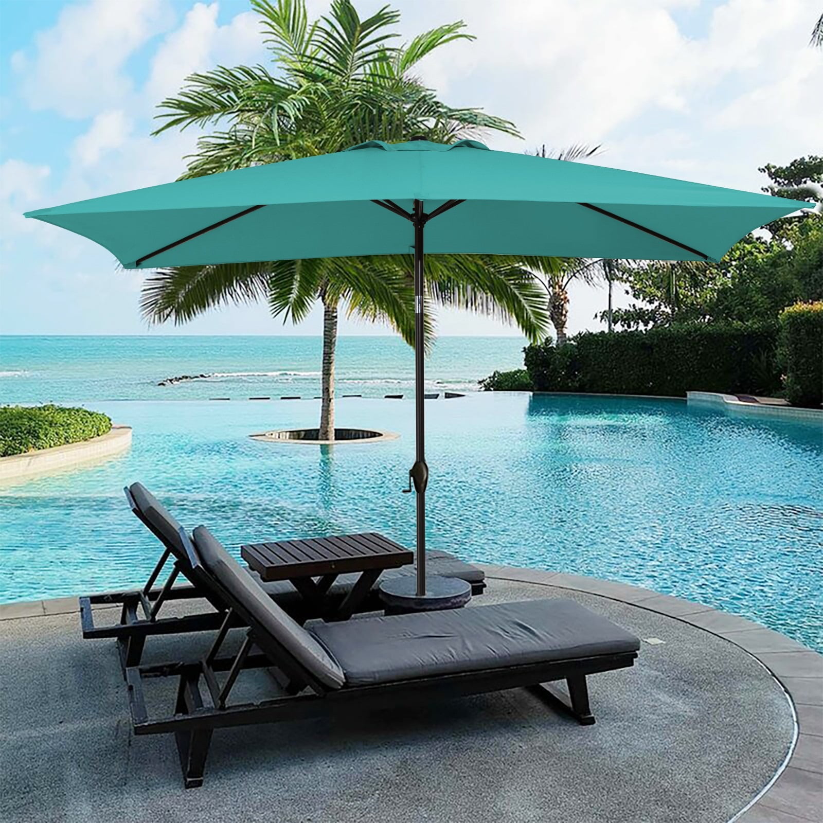 Serwall 6.5' x 10' Rectangular Patio Umbrellas, Outdoor Umbrella for Chair, Turquoise - Walmart.com