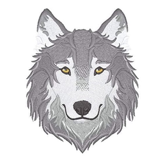 Wolf Face Embroidered Iron on/Sew patch [4.62"x 6"]