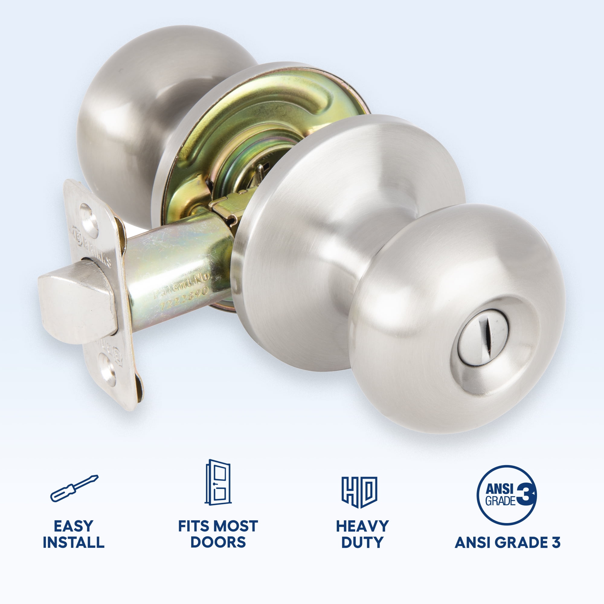 Brinks Privacy Mushroom Doorknob, Satin Nickel Finish
