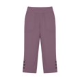 thumbnail image 6 of SAHFX Petite Capris for Women Petite Length Cotton Linen Pants with Pockets Split Button Quick Dry Wide Leg Pants Pull on Straight Leg Gym Workout Yoga Shorts Dress Pants 2026 Business Purple M, 6 of 7
