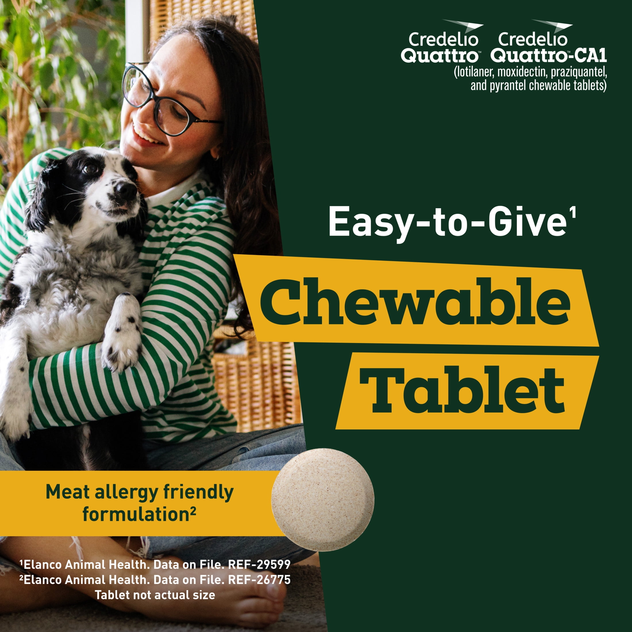 Credelio Quattro / Credelio Quattro-CA1 Dog Flea & Tick Treatment + Heartworm & Parasite Coverage, 12.1-25 lbs