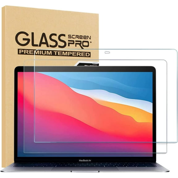 [2-Pack] EliteGadget Glass Screen Protector for MacBook Air 13 2020 2019 2018 / MacBook Pro 13 2022 2020 2019 2018 - Tempered Glass Film/High Definition / 9H Hardness