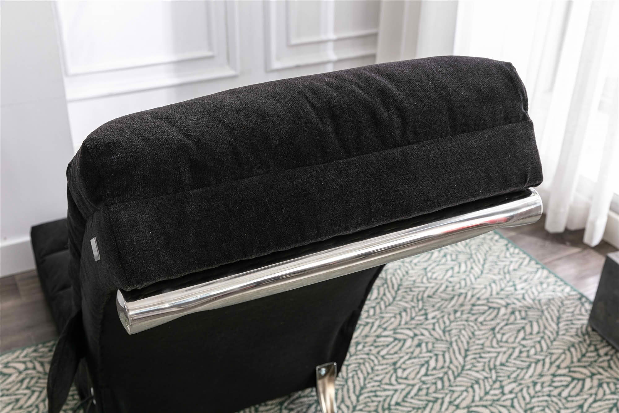 MAYEERTY Vibrating Upholstered Chaise Lounge Chair, Ergonomic Fixed Back Fabric Recliner Sofa with Side Pocket Remote Control for Living Room Bedroom
