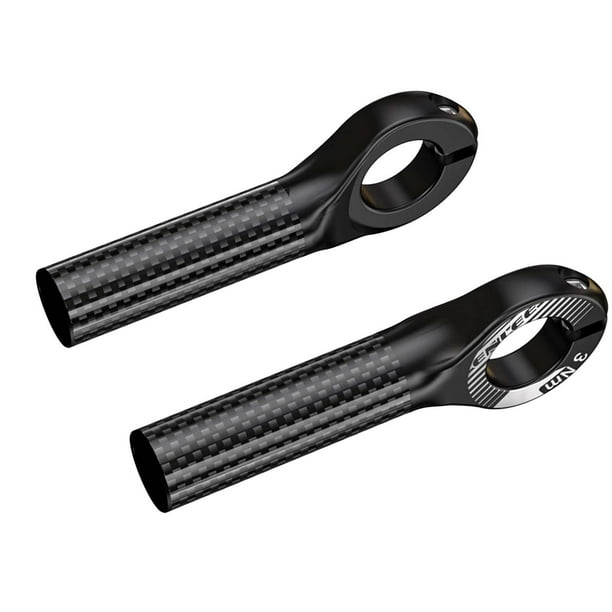 2 extremos de manillar de bicicleta cómodos y antideslizantes de fibra de carbono. Negro