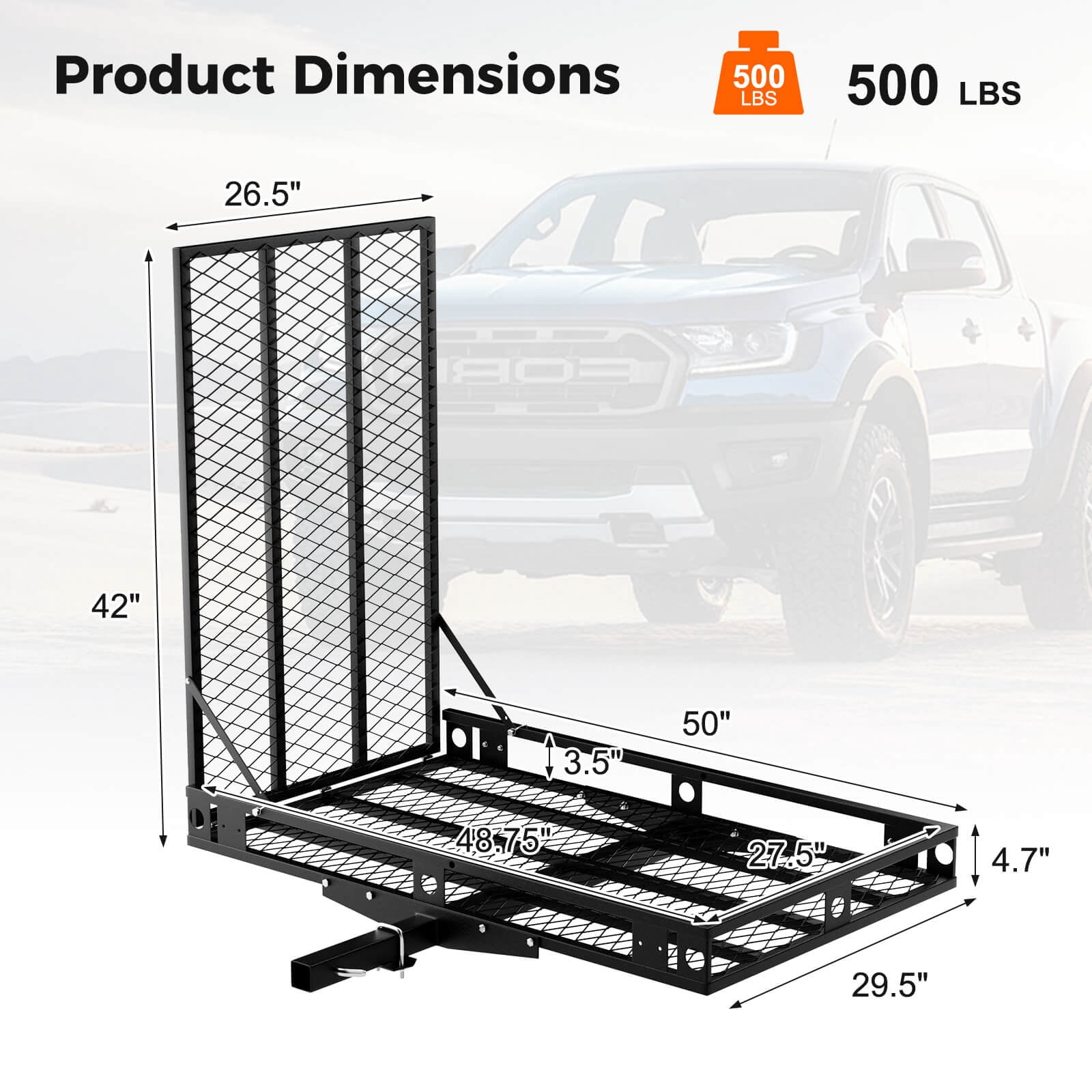 Costway 500lbs Strong Wheelchair Hitch Carrier Mobility Electric Scooter Loading Ramp