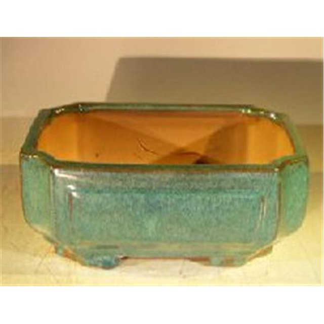 Pot à Bonsaï en Céramique 8.25 x 6.5 x 4 Po, Vert - Rectangle