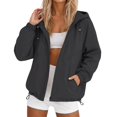 thumbnail image 3 of Women's Solid Color Spring Autumn Sports Windbreaker Jacket, Lightweight Water Resistant Casual Coat with Full Zip, for Daily Active Wear or Outdoor Hiking Black, 3 of 10
