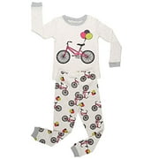 Elowel Girls Bike 2 Piece Pajama Set 100% Cotton Size 5 Grey
