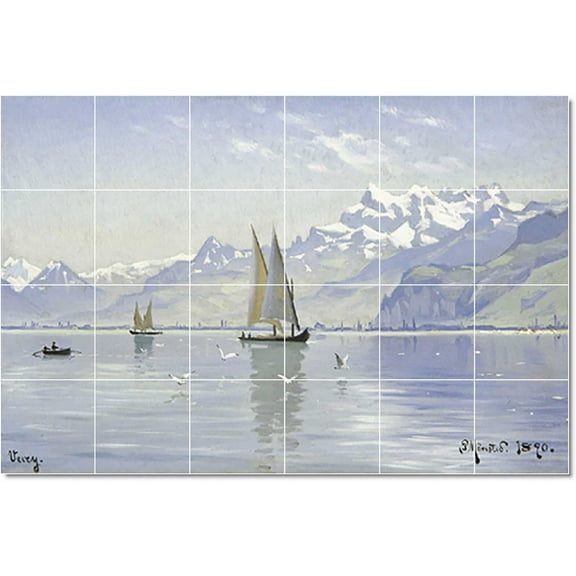 Ceramic Tile Mural-Peder Mork Monsted Ships Tile Mural Design Decor. 25.5" w x 17" h using (24) 4.25 x 4.25 ceramic tiles