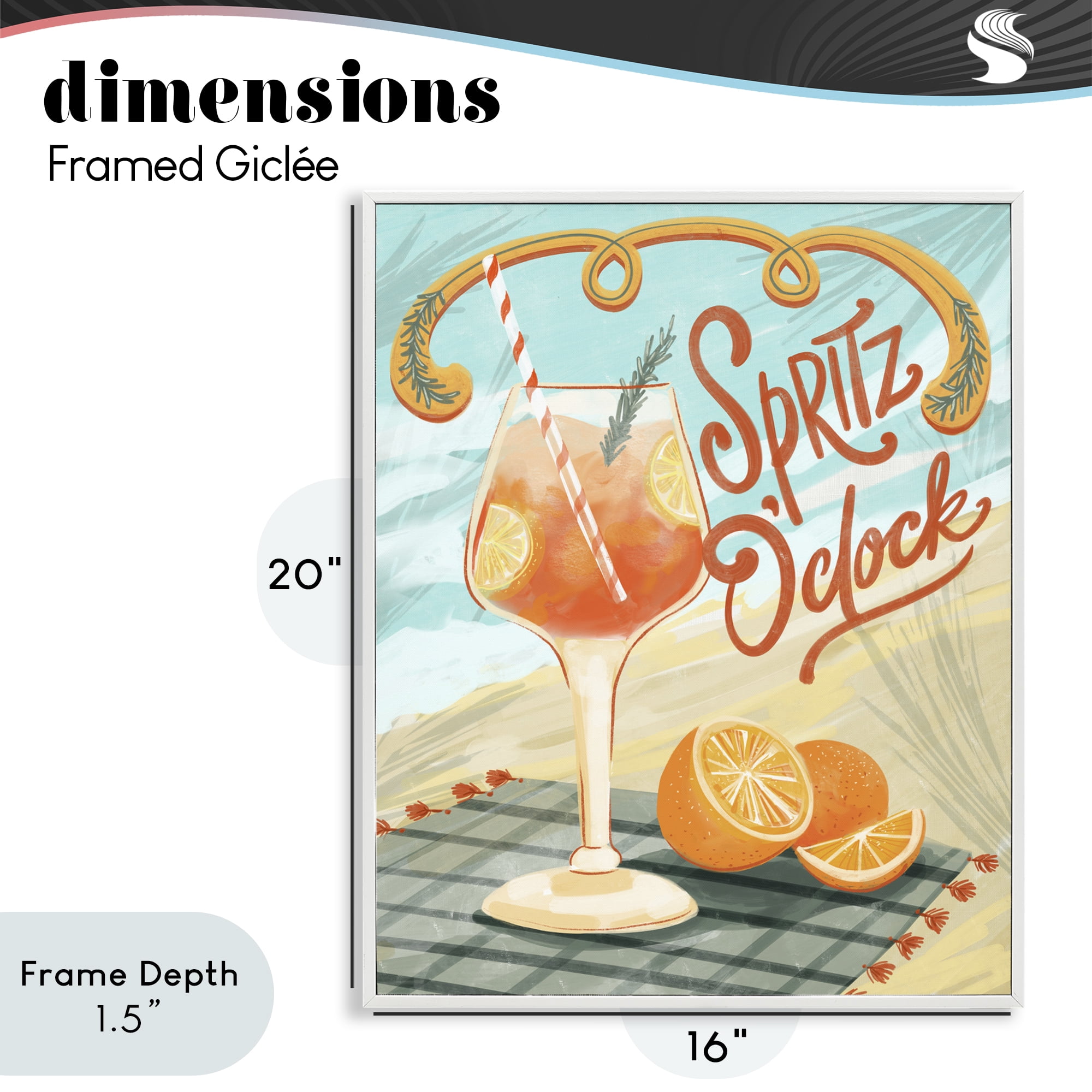 Stupell Industries Spritz O'Clock Citrus Cocktail White Framed Giclee Art, design by Connie Summers