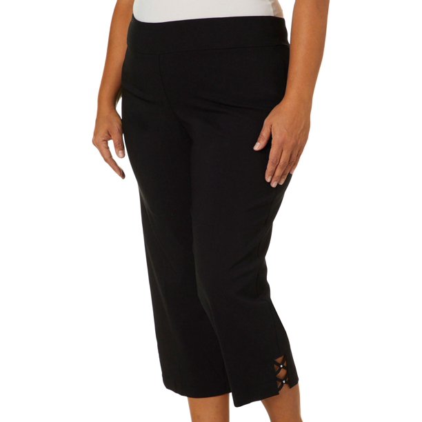 Counterparts Counterparts Plus Solid Cross Detail Hem Capris
