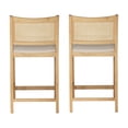 thumbnail image 5 of Powell Bilberry 25" Indoor Low Cane-Back Wood Counter Stool, Set of 2, Natural/Beige, 5 of 20