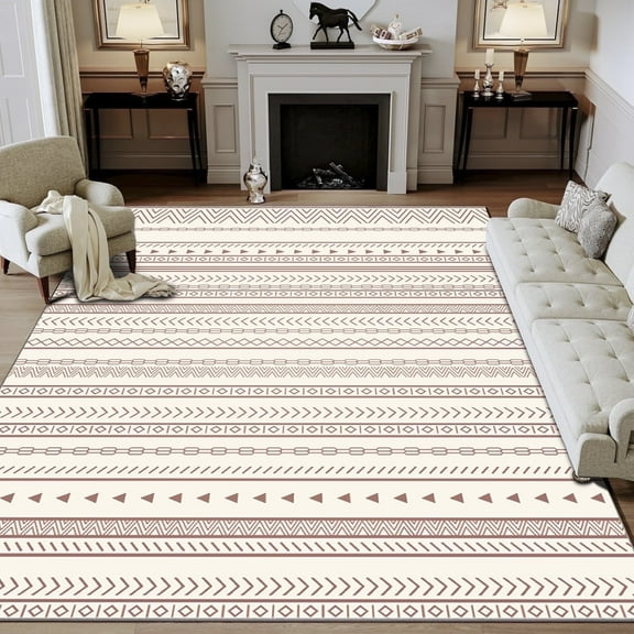 FoxHouse Large Area Rugs 6x9 FT, Washable Living Room Rugs,Moroccan Soft Floor Carpet for Bedroom Dining Room, Beige