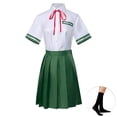 thumbnail image 4 of Disfraz de Anime Suzume No Tojimari Iwado Suzume, falda verde, camisa, uniforme, traje, ropa de fiesta de Carnaval de Halloween, 4 of 4