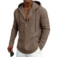 thumbnail image 2 of fatyb Mens Hooded Shirts Button up Long Sleeve Casual Pullover Lightweight Loose Beach Vacation Hoodies, 2 of 7