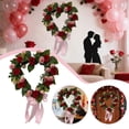 thumbnail image 2 of Heart Shaped Floral Wreath Decorative Wreath Floral Wreath For Valentine's Day Birthdays Proposals Weddings And Celebrations; Rose Shaped Valentine's Day Wreath Easter St. Patrick's Day Pink 50cm, 2 of 5