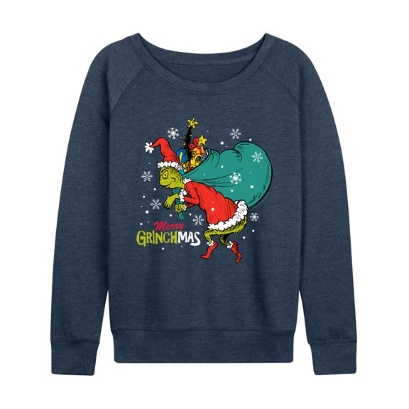 Dr. Seuss The Grinch - Christmas - Toy Bag Merry Grinchmas - Women's Lightweight French Terry Long Sleeve Shirt