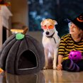thumbnail image 5 of TOOPTY Pumpkin Cat House with Removable Cushion, Warm Cave Bed for Indoor Cats and Small Dogs, Orange Pet Tent with 18-Inch, 5 of 6