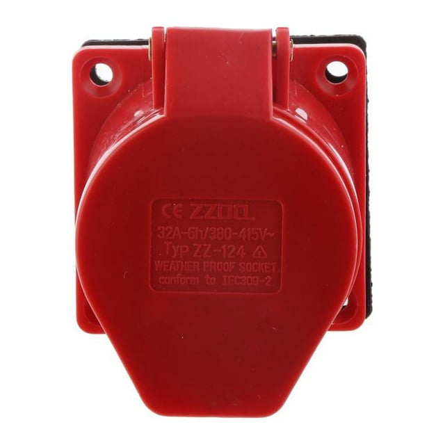 jinwen Female 4 Pin 3p + E Industrial 380v 32a 3 Phase Straight Panel Connector Red