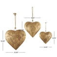 thumbnail image 4 of DecMode Tibetan Inspired Gold Metal Heart Decorative Bells with Jute Hanging Rope, 3 Count, 4 of 16