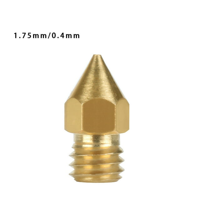 kurtrusly 3D Printer Nozzle Brass Extrude Head Mini Portable Brass Nozzle Firm Printer Thread, 0.4mm/1.75mm