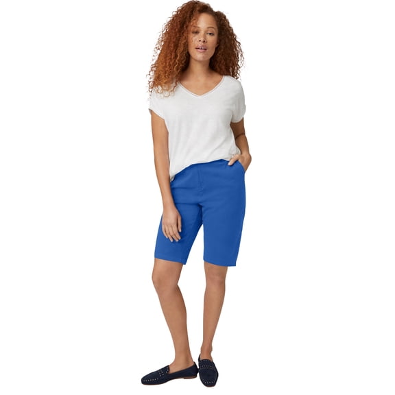 Ellos Plus Size Mid-Rise Stretch Chino 4-Pocket Bermuda Shorts