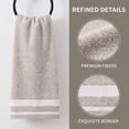 thumbnail image 3 of REGALWOVEN 2 Pack Pure Cotton Hand Towels with Textured Stripe Border, Soft Absorbent Quick Drying Decorative Towel Set for Bathroom Camel 29" x 13", 3 of 7