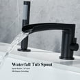 thumbnail image 4 of Roman Bathtub Faucet with Sprayer Deck Mount 3-Hole Tub Filler Faucet, Black Waterfall Roman Tub Faucet with Valve Included, 4 of 9