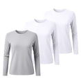 thumbnail image 3 of Women's Solid Color Round Neck T-Shirts 3-Pack, Comfortable Basic Layering Tees, Soft Casual Everyday Tops for Women, Essential Wardrobe Staples Purple XXXL, 3 of 3