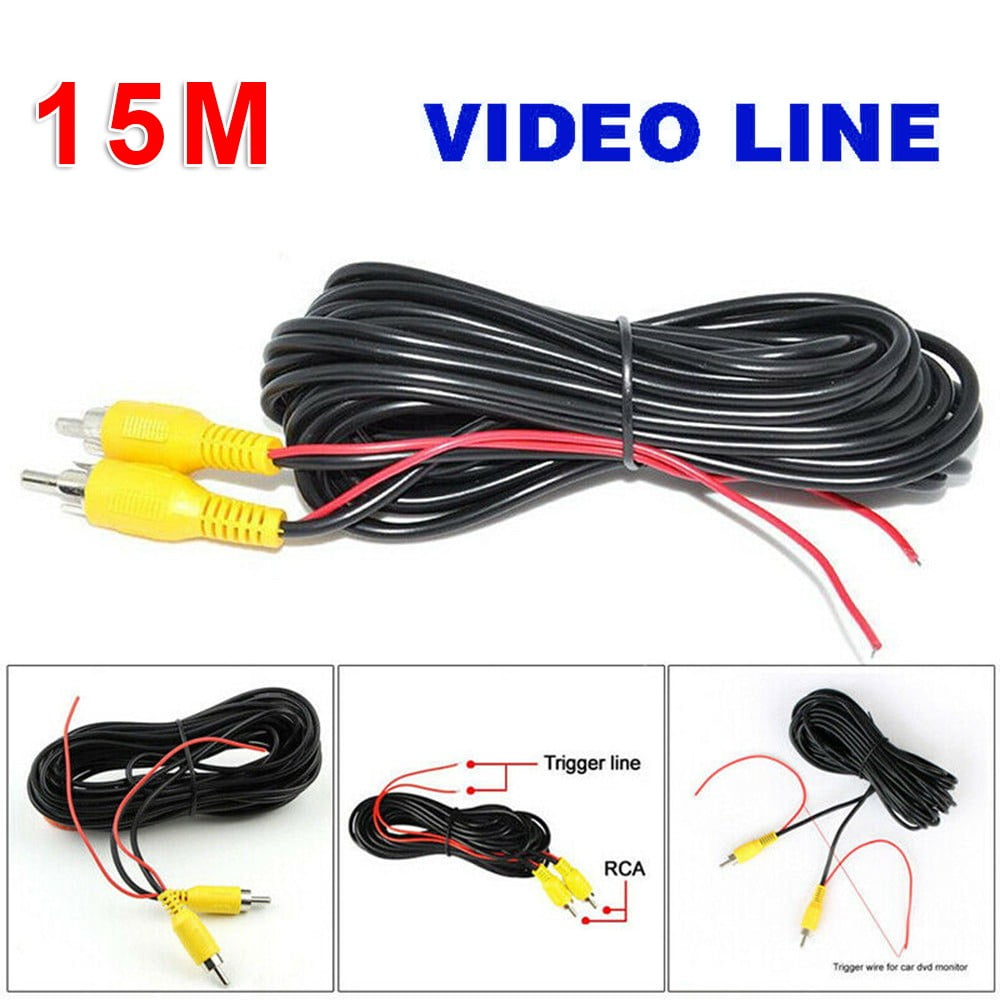 20ft RCA Male to Male Plug Car Reverse Rear View Parking Video Extension Cable with Detection Trigger Wire RFAdapter for Rearview Camera RCA Car Reversing Video Cable Backup Camera Cable 