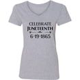 thumbnail image 3 of Inktastic Celebrate Juneteenth Women's V-Neck T-Shirt, 3 of 5