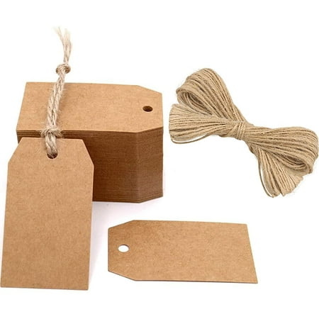 densenon100 Pack Kraft Paper Gift Tags, 4cm x 7cm, Hanging Tags with ...