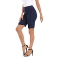 thumbnail image 2 of HDE Pull On Bermuda Shorts For Women Mid Rise 10" Inseam Shorts with Pockets Navy - L, 2 of 6