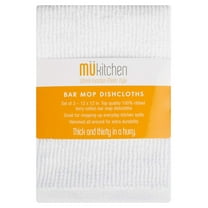 MUkitchen Cotton Bar Mop Dishcloth, 12 by 12-Inches, Set of 3, White