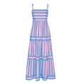 thumbnail image 3 of Henpk Summer Dresses for Women Striped T Shirt Dress Casual Midi Dress Short Sleeve Sundress with Pockets Summer Fashion Striped V-Neck Striped Waist Sexy Sling Dress Pink L, 3 of 4