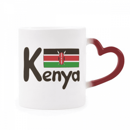 

Kenya National Flag Black Pattern Heat Sensitive Mug Red Color Changing Stoneware Cup