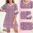 thumbnail image 6 of DreamFish Womens Nightgown Short Sleeve Sleepshirt V Neck Sleepwear Casual Loungewear Ladies Sleepwear, 6 of 8