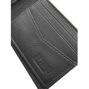 George Mens Genuine Milled Leather Bifold Wallet with Wing, Black, RFID Protected
